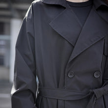 Load image into Gallery viewer, Black Knee-length Trench Coat