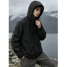 Load image into Gallery viewer, Color-blocked Large Pocket Shooded Windbreaker