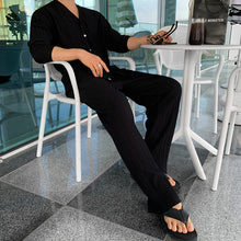 Load image into Gallery viewer, V-neck Cardigan T-shirt and Trousers Set