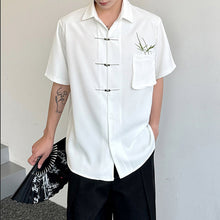 Load image into Gallery viewer, Buttoned Loose Pocket Embroidered Short-sleeved Shirt