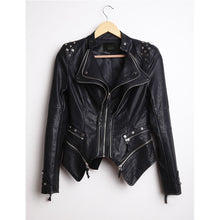 Load image into Gallery viewer, PU Gothic Style Rivet Slim Waist Leather Jacket