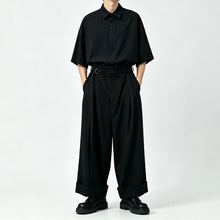 Load image into Gallery viewer, Japanese Drop Shoulder Short Sleeve Draped Loose Wide Leg Trousers Two-piece Set