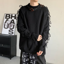 Load image into Gallery viewer, Solid Color Fringed Crew Neck Knitted Sweater