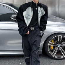 Load image into Gallery viewer, Denim Patchwork Contrast Color Cropped Jacket