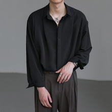 Load image into Gallery viewer, Loose Peak Collar Solid Color Long-sleeved Casual Shirt