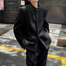 Load image into Gallery viewer, Cropped Stand Collar Blazer with Studs