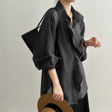 Load image into Gallery viewer, Ladies Solid Color Tencel Ruffle Trim Long Sleeve Shirt