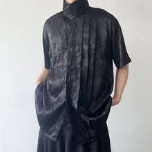 Load image into Gallery viewer, Vintage Jacquard Stand Collar Short Sleeve Shirt