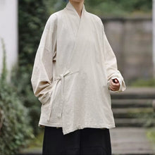 Load image into Gallery viewer, Loose Cotton Cross Front Hanfu Kimono Cardigan