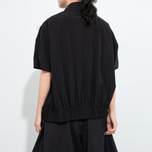 Load image into Gallery viewer, Women's Asymmetric Paneled Short Sleeve Designer Shirt
