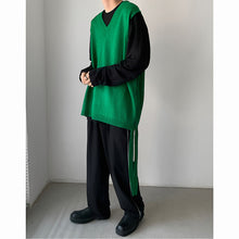 Load image into Gallery viewer, V-neck Stacked Sleeveless Sweater Vest with Streamers