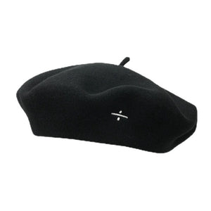 Dark Symbol Embroidered Wool Beret Hat