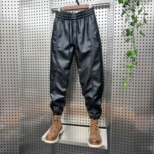 Load image into Gallery viewer, Thickened PU Stitching Small-leg Leather Pants
