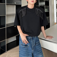 Load image into Gallery viewer, Shoulder Padded Fringed Half-sleeve Shirt