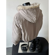Load image into Gallery viewer, Warm Solid Color Loose Hooded Cotton Jacket