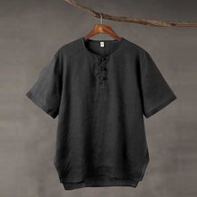 Load image into Gallery viewer, Linen Vintage Round Neck Button Down T-shirt