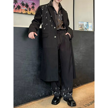 Load image into Gallery viewer, Rhinestone Crystal Pendant Thickened Woolen Long Lapel Trench Coat
