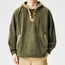 Load image into Gallery viewer, Retro Corduroy Color-blocked Hoodie Sweatshirt