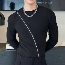 Load image into Gallery viewer, Diagonal Zipper Long Sleeve T-shirt