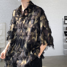 Load image into Gallery viewer, Tassel Hot Stamping Loose Quarter Sleeve Shirt