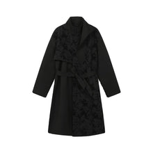 Load image into Gallery viewer, Winter Woolen Jacquard Stitching Stand Collar Trench Coat