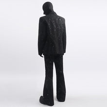Load image into Gallery viewer, Glittery Starry Sky Loose Casual Blazer Slightly Flared Trousers Two-Piece Set