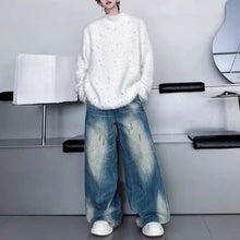 Load image into Gallery viewer, American Stand-up Collar Mink Beaded Sweater