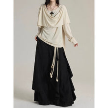 Load image into Gallery viewer, Asymmetrical Ribbon Long Sleeves T-Shirt