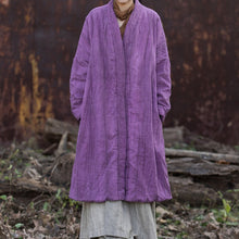 Load image into Gallery viewer, Ramie Hand-tied Tie-dyed Padded Thickened Women's Long Cotton Coat