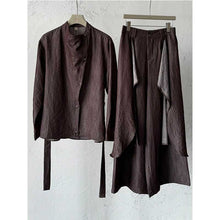 Load image into Gallery viewer, Irregular Slanted Placket Shirt and Trousers Two-piece set