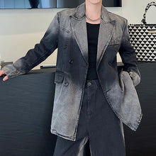 Load image into Gallery viewer, Retro Gradient Large Lapel Denim Suit Wide Leg Suit