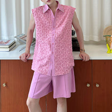 Load image into Gallery viewer, Heavy Beaded 3D Flower Sleeveless Top Loose Shorts Two-piece Set