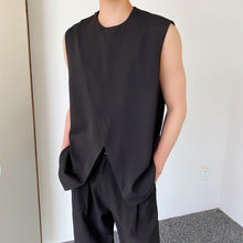 Load image into Gallery viewer, Black Slit Hem Sleeveless Vest