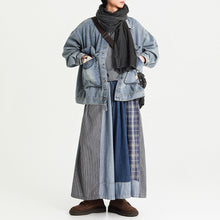Load image into Gallery viewer, Retro Denim Patchwork Casual Distressed Drape Culottes