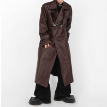 Load image into Gallery viewer, Leather Metal Button Double-layered Coat