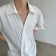 Load image into Gallery viewer, Pleated V-Neck Casual Mid-Length Sleeve Shirt