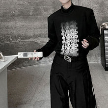 Load image into Gallery viewer, Gradient Letter Print Shoulder Pad Long Sleeve T-shirt