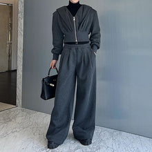 Load image into Gallery viewer, Retro Knit Cropped Sweater Wide-Leg Trousers Two-Piece Set