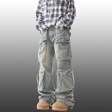 Load image into Gallery viewer, American Retro Pleated Three-dimensional Large Pocket Pants