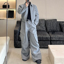 Load image into Gallery viewer, Woolen Warm Jacket Wide-leg Loose Trousers Two-piece Set