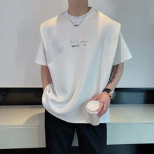 Load image into Gallery viewer, Letter Print Shoulder Pads Short Sleeve T-Shirt