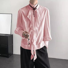 Load image into Gallery viewer, French Retro-fitted Ruffle Draped Shirt