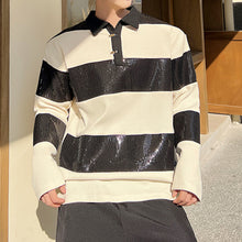 Load image into Gallery viewer, Sequin-paneled Color-block Lapel Top