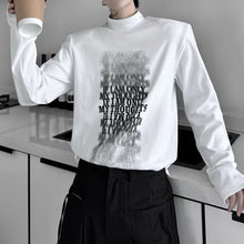 Load image into Gallery viewer, Gradient Letter Print Shoulder Pad Long Sleeve T-shirt