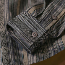 Load image into Gallery viewer, Striped Point Collar Cargo Loose Shirt