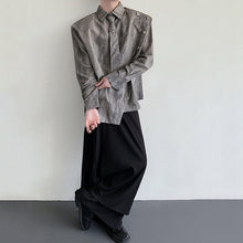 Load image into Gallery viewer, Metal Chain Tie Padded Shoulder Patchwork Shirt