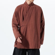 Load image into Gallery viewer, Loose Cotton Layered Cross Front Side Tie Shirt