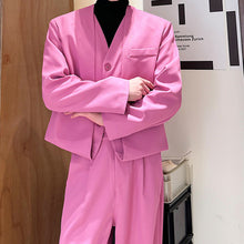 Load image into Gallery viewer, Fake Two Piece Suit Jacket Loose Straight Trousers Two Piece Set