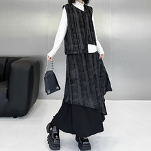 Load image into Gallery viewer, Retro Irregular Vest Elastic Waist A-Line Skirt Suit
