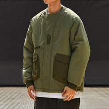 Load image into Gallery viewer, Color-blocked Crew Neck Quilted Cotton Coat